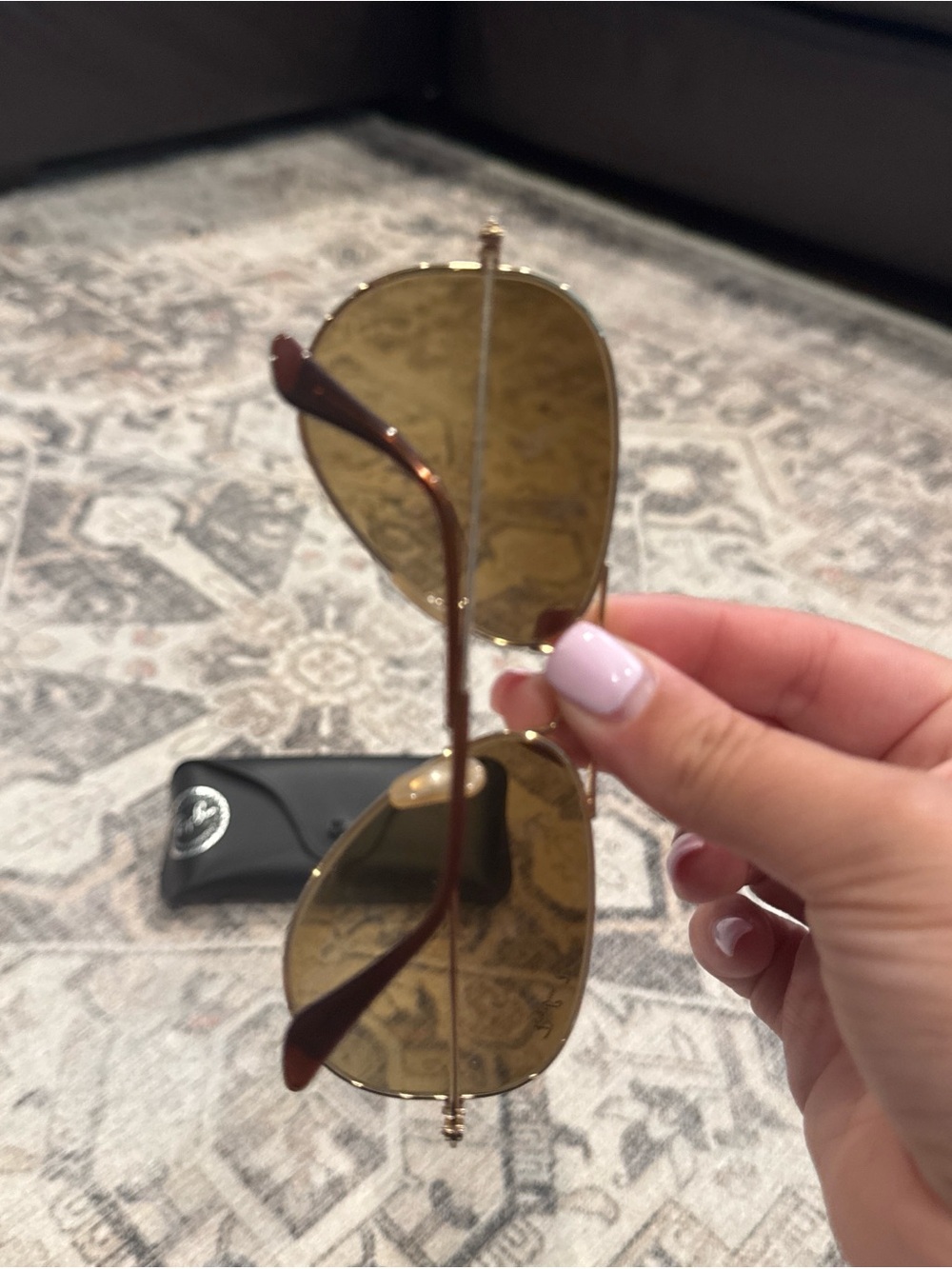 Ray-Ban Gold Frame Sunglasses with Brown Gradient Lenses - Picture 3 of 4